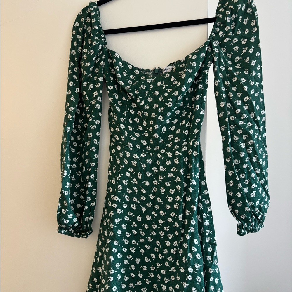 Reformation Mochi Green Floral Dress